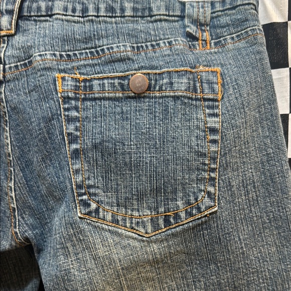 Classic Blue Straight Leg Jeans with Distressed Details - Picture 7 of 8